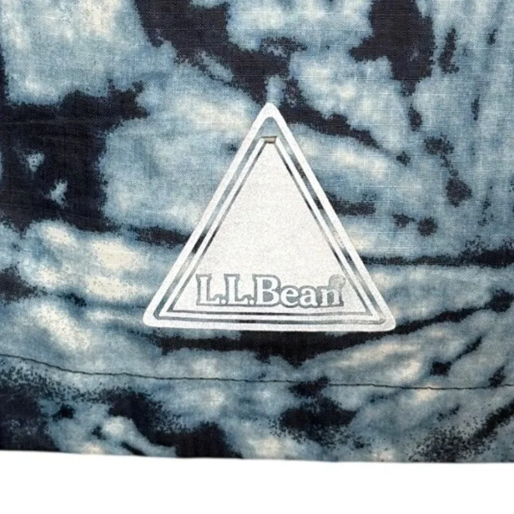 LL BEAN Kids Windbreaker Rain Jacket, Hooded, Blue Tie Dye, Size Large 14-16